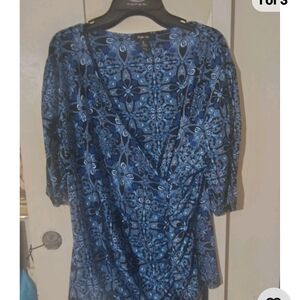 Blue Patterned Women's Tunic Top